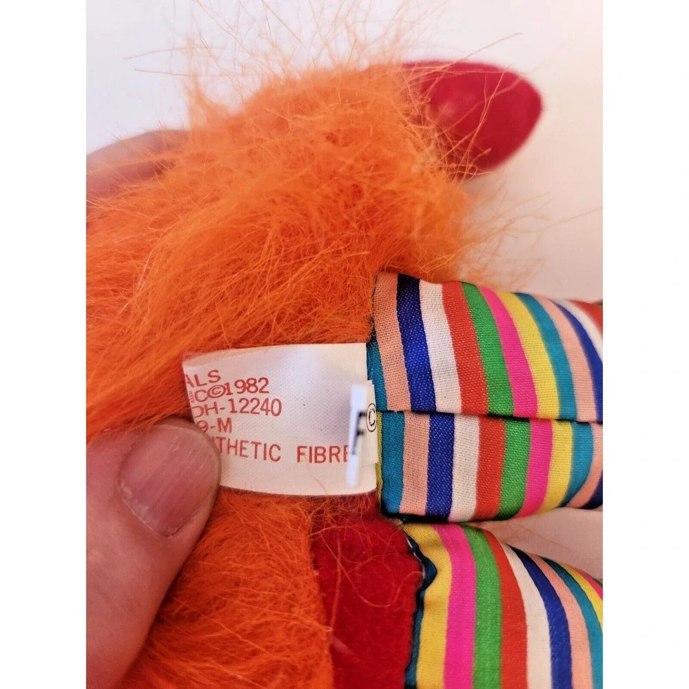 Vtg Wego Kissy Fuzzy Plush Furry Orange Sprite Doll 1982 Rubber Face Rainbow Leg
